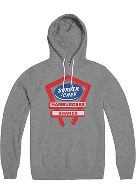 Indianapolis Mens Grey Burger Chef Sign Long Sleeve Hoodie