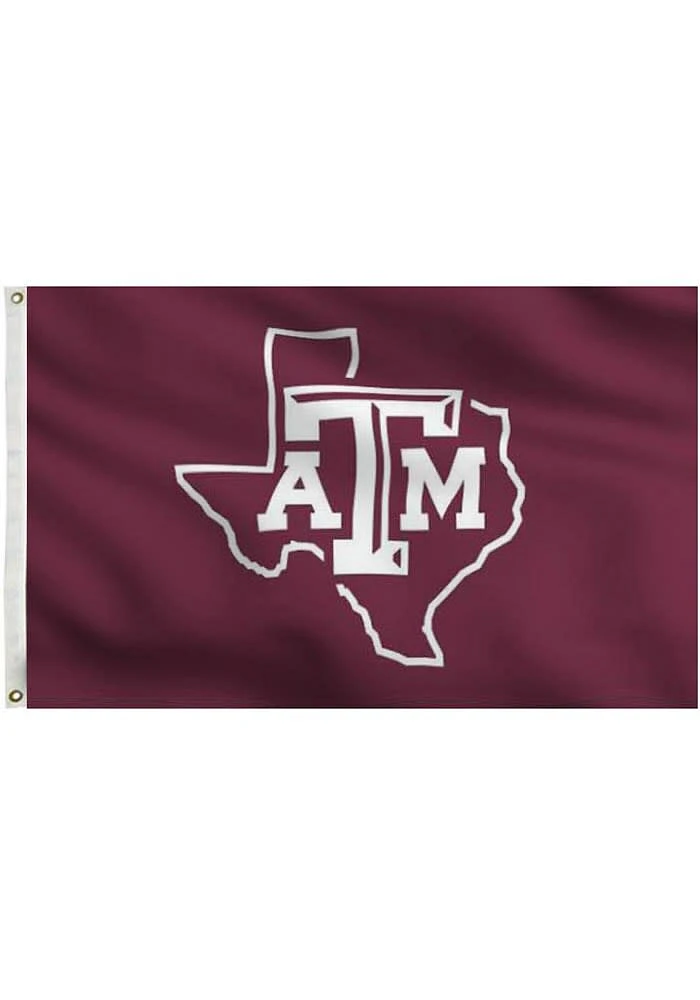 Texas A&M Aggies 3x5 Texas Outline Grommet Silk Screen Grommet Flag - Maroon