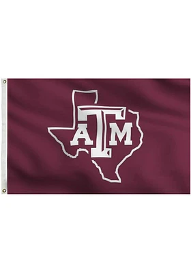 Texas A&M Aggies 3x5 Texas Outline Grommet Silk Screen Grommet Flag - Maroon