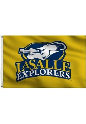 La Salle Explorers 3x5 Gold Silk Screen Grommet Silk Screen Grommet Flag - Yellow