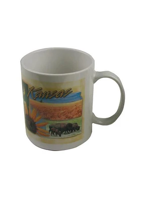 Kansas Symbols Ceramic Mug - White