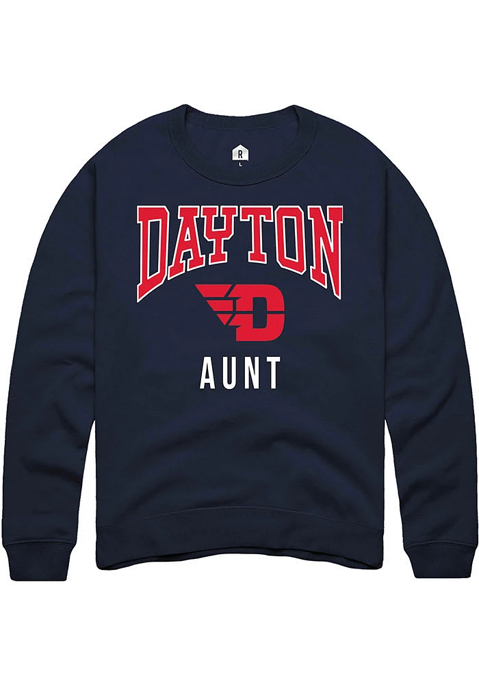 Rally Dayton Flyers Mens Navy Blue Aunt Long Sleeve Crew Sweatshirt