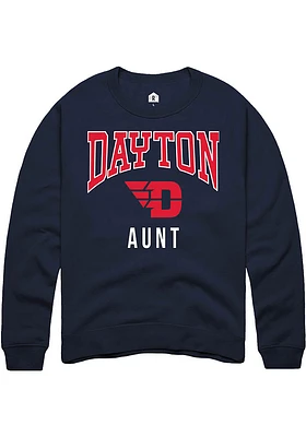 Rally Dayton Flyers Mens Navy Blue Aunt Long Sleeve Crew Sweatshirt