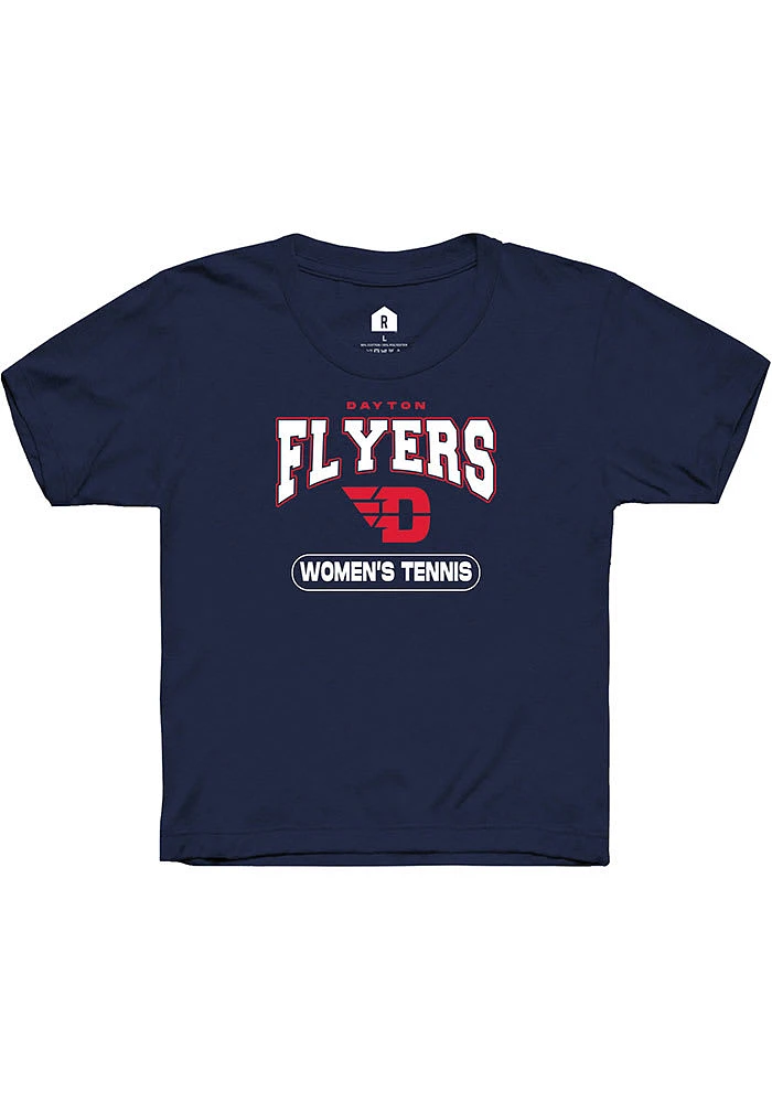 Rally Dayton Flyers Youth Navy Blue Women's Tennis Short Sleeve T-Shirt