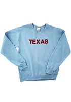 LocalE Texas Womens Light Blue Sequins Wordmark Crew Sweatshirt