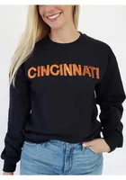 localE Cincinnati Women's Sequins Wordmark Black Unisex Long Sleeve Crew Sweatshirt