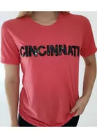 localE Cincinnati Women's Red Sequins Wordmark Unisex Short Sleeve T-Shirt