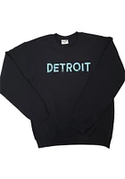 LocalE Detroit Womens Black Sequins Wordmark Crew Sweatshirt