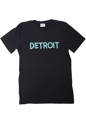 LocalE Detroit Womens Black Sequins Wordmark Short Sleeve T-Shirt