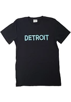 LocalE Detroit Womens Black Sequins Wordmark Short Sleeve T-Shirt