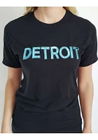 LocalE Detroit Womens Black Sequins Wordmark Short Sleeve T-Shirt