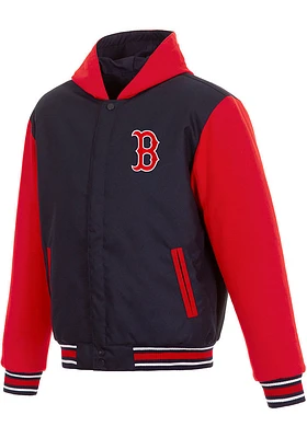 Mens Boston Red Sox Reversible Hooded Heavyweight Jacket - Navy Blue