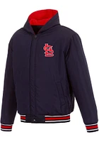 Mens St Louis Cardinals Reversible Hooded Heavyweight Jacket - Navy Blue