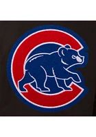 Mens Chicago Cubs Reversible Wool Leather Heavyweight Jacket - Black