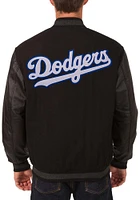 Mens Los Angeles Dodgers Reversible Wool Leather Heavyweight Jacket - Black