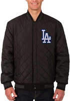 Mens Los Angeles Dodgers Reversible Wool Leather Heavyweight Jacket - Black