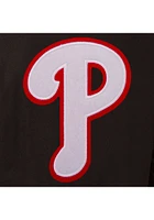 Mens Philadelphia Phillies Reversible Wool Leather Heavyweight Jacket - Black