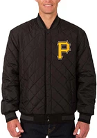 Mens Pittsburgh Pirates Reversible Wool Leather Heavyweight Jacket - Black