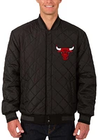 Mens Chicago Bulls Reversible Wool Leather Heavyweight Jacket - Black