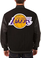 Mens Los Angeles Lakers Reversible Wool Leather Heavyweight Jacket - Black