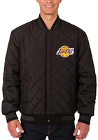 Mens Los Angeles Lakers Reversible Wool Leather Heavyweight Jacket - Black