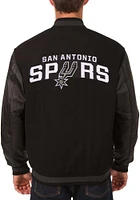 Mens San Antonio Spurs Reversible Wool Leather Heavyweight Jacket - Black