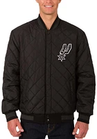 Mens San Antonio Spurs Reversible Wool Leather Heavyweight Jacket - Black