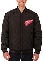 Mens Detroit Red Wings Reversible Wool Leather Heavyweight Jacket - Black