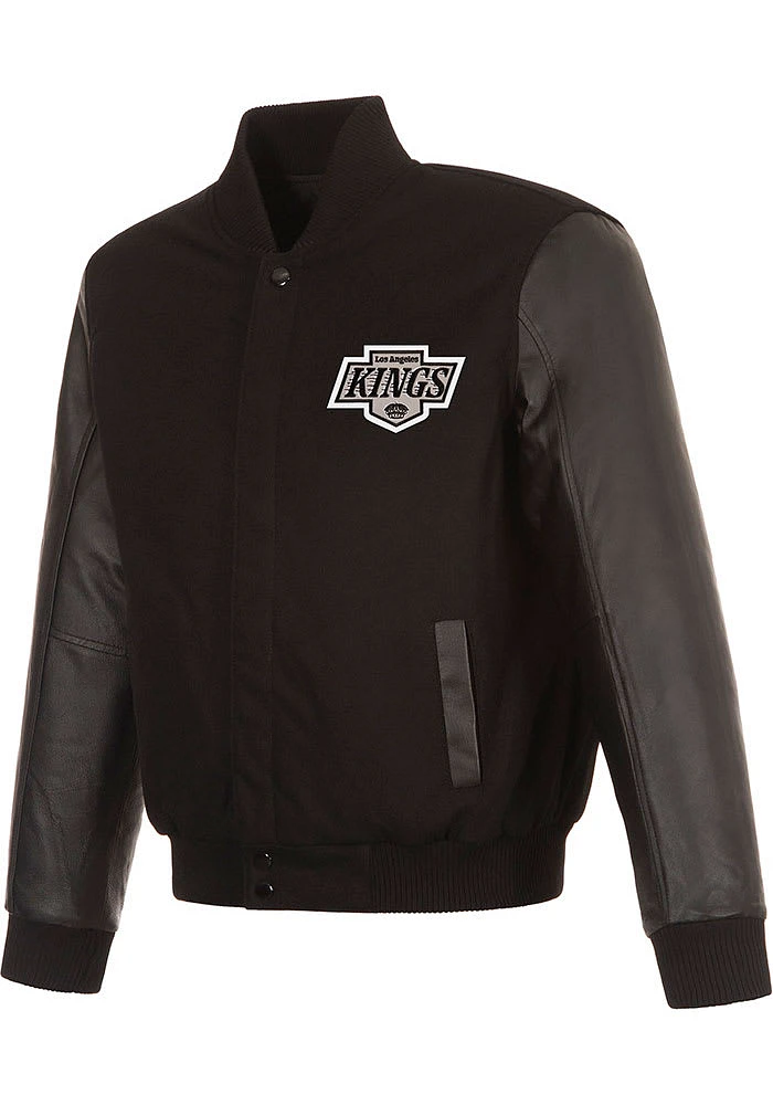 Mens Los Angeles Kings Reversible Wool Leather Heavyweight Jacket - Black