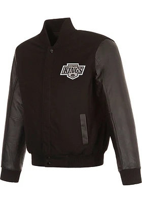 Mens Los Angeles Kings Reversible Wool Leather Heavyweight Jacket - Black