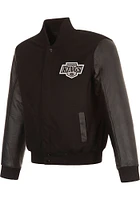 Mens Los Angeles Kings Reversible Wool Leather Heavyweight Jacket - Black