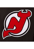 Mens New Jersey Devils Reversible Wool Leather Heavyweight Jacket - Black