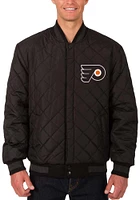 Mens Philadelphia Flyers Reversible Wool Leather Heavyweight Jacket - Black