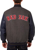 Mens Boston Red Sox Reversible Wool Leather Heavyweight Jacket - Grey