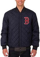 Mens Boston Red Sox Reversible Wool Leather Heavyweight Jacket - Grey