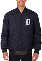Mens Detroit Tigers Reversible Wool Leather Heavyweight Jacket - Grey