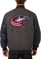 Columbus Blue Jackets Mens Grey Reversible Wool Leather Heavyweight Jacket