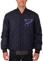 Mens St Louis Blues Reversible Wool Leather Heavyweight Jacket - Grey