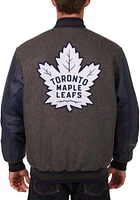 Mens Toronto Maple Leafs Reversible Wool Leather Heavyweight Jacket - Grey