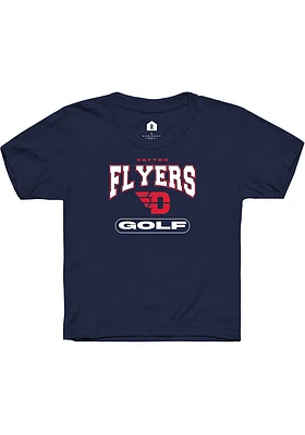 Rally Dayton Flyers Youth Navy Blue Golf Short Sleeve T-Shirt