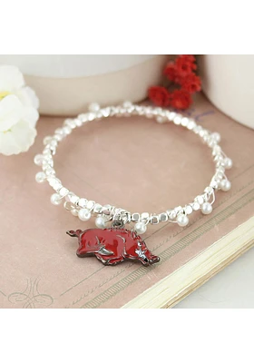 Arkansas Razorbacks Enamel Logo Womens Bracelet
