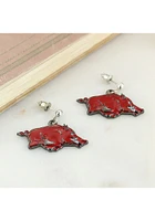 Arkansas Razorbacks Crystal Logo Womens Earrings