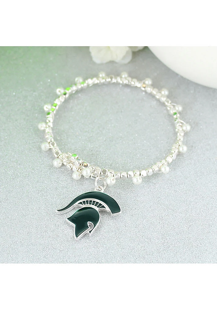 Michigan State Spartans Pearl Enamel Logo Womens Bracelet