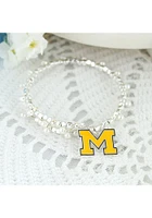 Michigan Wolverines Pearl Enamel Logo Womens Bracelet