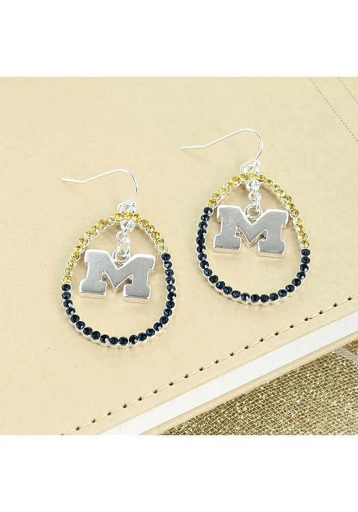 Michigan Wolverines Crystal Loop Womens Earrings