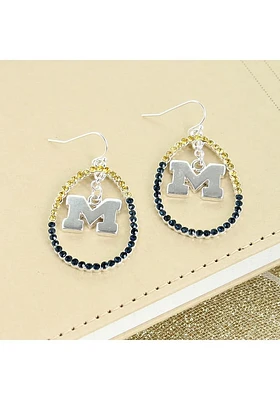 Michigan Wolverines Crystal Loop Womens Earrings