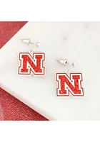 Nebraska Cornhuskers Crystal Logo Womens Earrings