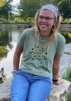 Alternative Apparel Kansas Womens Olive Sunflower Wordmark Short Sleeve T-Shirt