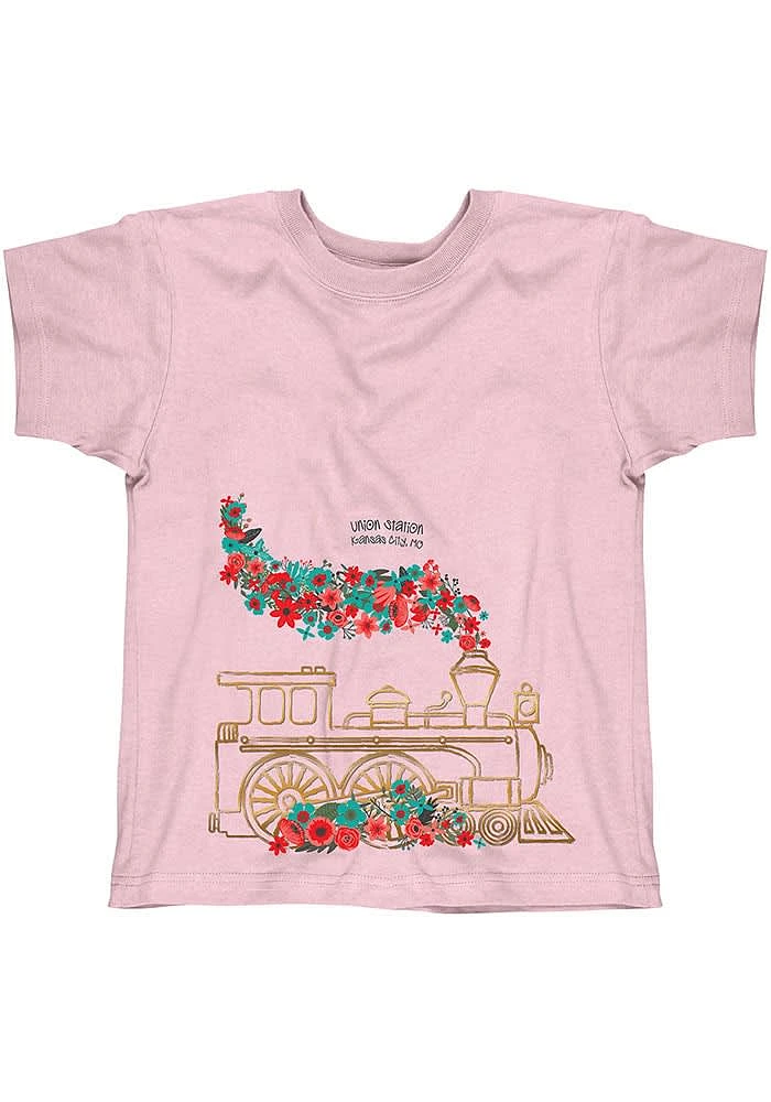 Kansas City Girls Pink Flower Smoke Train Short Sleeve Tee