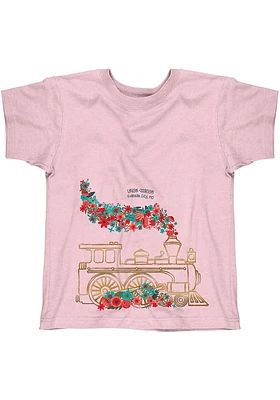 Kansas City Girls Pink Flower Smoke Train Short Sleeve Tee